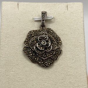 Vintage Sterling Silver 925 Dimensional Flower Pendant Enhancer